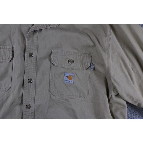 Carhartt FR Shirt Mens 2XL Brown Cotton Long Sleeve Button-Down - Picture 7 of 7